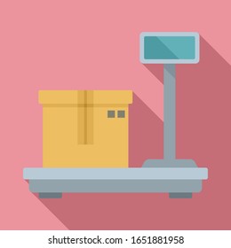 Parcel scales icon. Flat illustration of parcel scales vector icon for web design