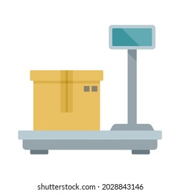 Parcel scales icon. Flat illustration of parcel scales vector icon isolated on white background