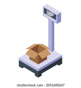 Parcel scales icon isometric vector. Weight box package. Balance parcel