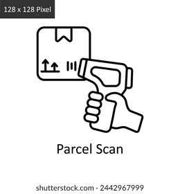 Parcel Scan  vector outline icon design illustration. Logistics Delivery symbol on White background EPS 10 File