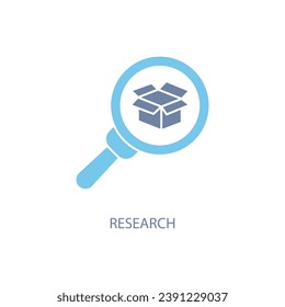 Symbol für die Paketsuche auf dem Suchbegriff. Einfache Elementgrafik. Paketsuche Konzept Umrisssymbol Design.