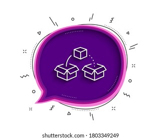 Paketversandsymbol. Chatblase mit Schatten. Lieferkastenzeichen. Ladungspaket Symbol. Dünne Linie Paketversandsymbol. Vektorgrafik