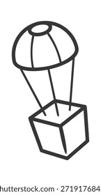 Transporte de encomendas com doodle de paraquedas