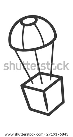 Parcel shipping with parachute doodle