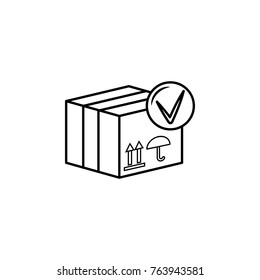 Parcel successfully delivered line icon on white background