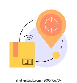 Parcel tracking. Box with a pointer. Modern flat icon. Vector file.