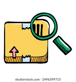 Icono de semitono de seguimiento de paquetes dibujado a mano Ilustración vectorial de color