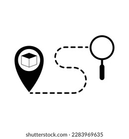Diseño de iconos de seguimiento de paquetes. Icono de vector de orden de pista. Seguimiento de envío. Símbolo de servicio de entrega, aislado en fondo blanco