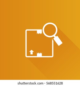 Parcel tracking icon in Metro user interface color style. Logistic package search locate