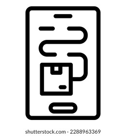 vector de contorno de icono de seguimiento de paquetes. Flete de tráfico. Camión de carga