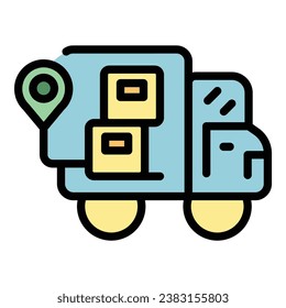 vector de contorno de icono de seguimiento de paquetes. Gestión de inventarios. Color de control digital plano