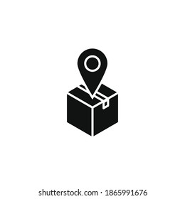 Icono de seguimiento de paquetes para tu sitio web, logotipo, aplicación, interfaz de usuario, impresión de producto. Icono de la ilustración de vector de silueta plana
