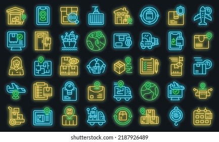 Parcel tracking icons set outline vector. Logistic ship. Delivery storage