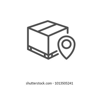 Parcel tracking line icon. Delivery monitoring sign. Shipping box location symbol. Quality design element. Editable stroke. Vector