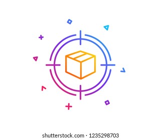 Parcel tracking line icon. Delivery monitoring sign. Shipping box in target symbol. Gradient line button. Parcel tracking icon design. Colorful geometric shapes. Vector