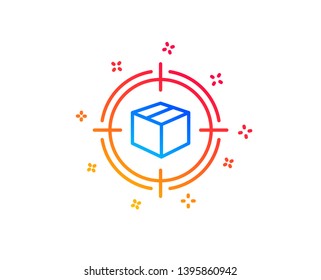 Parcel tracking line icon. Delivery monitoring sign. Shipping box in target symbol. Gradient design elements. Linear parcel tracking icon. Random shapes. Vector