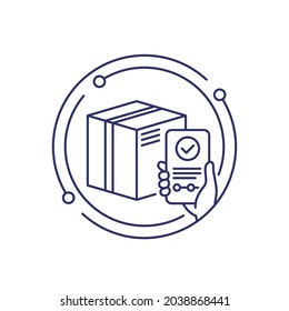 Parcel tracking line icon, vector