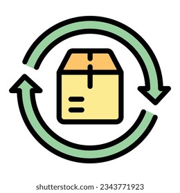 Parcel tracking refresh icon outline vector. Service order. Ship global color flat