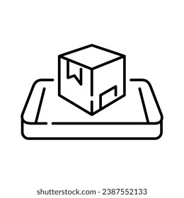 Aplicación móvil de servicios de rastreo de paquetes y envío. Empresa de entrega. Trazo de píxeles perfecto, editable