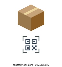 Parcel tracking vector. Transportation and business concept. Using QR code to track shipment. Flat illustration on white background.