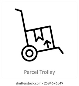 Parcel Trolley and delivery icon concept