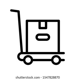 parcel trolley thin line icon
