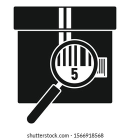 Parcel under magnifier icon. Simple illustration of parcel under magnifier vector icon for web design isolated on white background