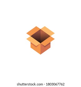 Parcel vector illustration, Empty open cardboard box, Parcel flat icon 