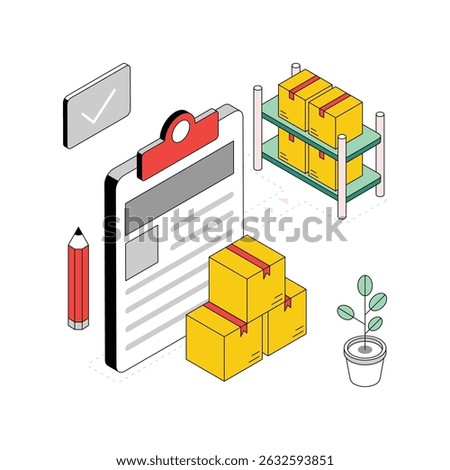 Parcel Verification  Isometric Style Illustration. EPS 10 FIle