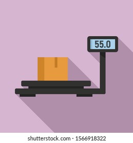 Parcel warehouse scales icon. Flat illustration of parcel warehouse scales vector icon for web design