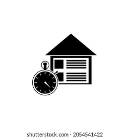 Parcel warehouse, stopwatch icon in Supply chain set
