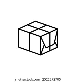 Paquete envuelto en el icono lineal de papel. Línea de ilustración personalizable. Símbolo de contorno. Dibujo de contorno aislado de Vector. Trazo editable