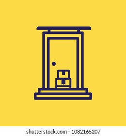 Parcels at the door, door and package, shipping vector icon
