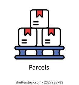 Die Pakete sind mit der Outline Icon Design Illustration ausgefüllt. Symbol für intelligente Industrien auf weißem Hintergrund EPS10-Datei