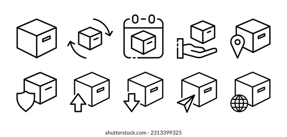 Parcels. Line icon, black, parcel icons. Vector icons.