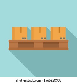 Parcels on pallet icon. Flat illustration of parcels on pallet vector icon for web design