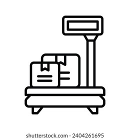 Parcels on weight scale concept of weighing machine, cargo parcels