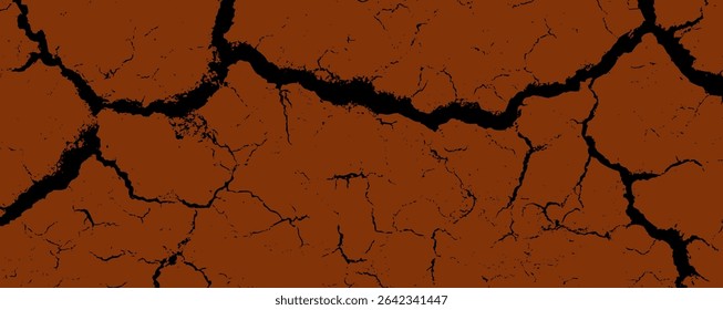 Parched ground reveals intricate patterns of cracks, illustrating drought effects on soil. This natural phenomenon reflects climate impacts in agricultural regions.
