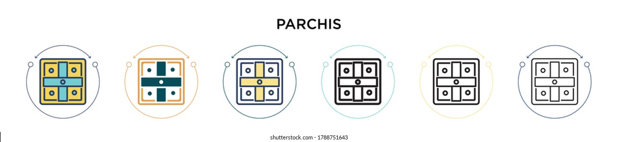 Icono de parqueos en el estilo relleno, delgado, contorno y trazo. Ilustración vectorial de dos íconos vectoriales de color y negro se puede utilizar para móviles, ui, web