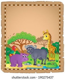 Pergaminho com animais africanos 3 - ilustração vetorial eps10.