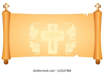 The parchment as the background to the Christian creeds. Vector illustration