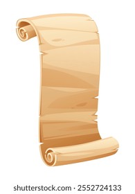 Parchment banner scroll paper with curled edges, perfect for text or design elements. Vector cartoon illustration