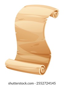Parchment banner scroll paper with curled edges, perfect for text or design elements. Vector cartoon illustration isolated on white background