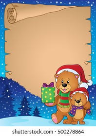 Parchment with Christmas bears theme 1 - eps10 vector illustration.