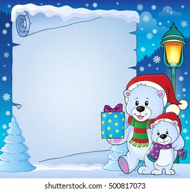 Parchment with Christmas bears theme 4 - eps10 vector illustration.