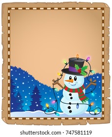 Parchment with Christmas snowman theme 4 - eps10 vector illustration.