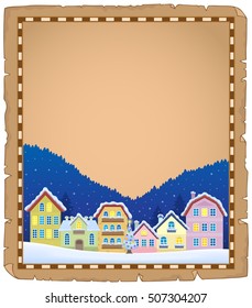 Parchment with Christmas town theme 1 - eps10 vector illustration.