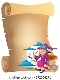 Parchment with cute witch theme 1 - eps10 vector illustration.