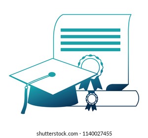 parchment diploma and hat graduation