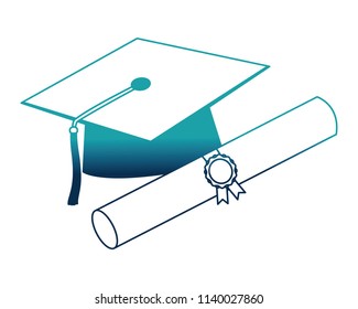 parchment diploma and hat graduation